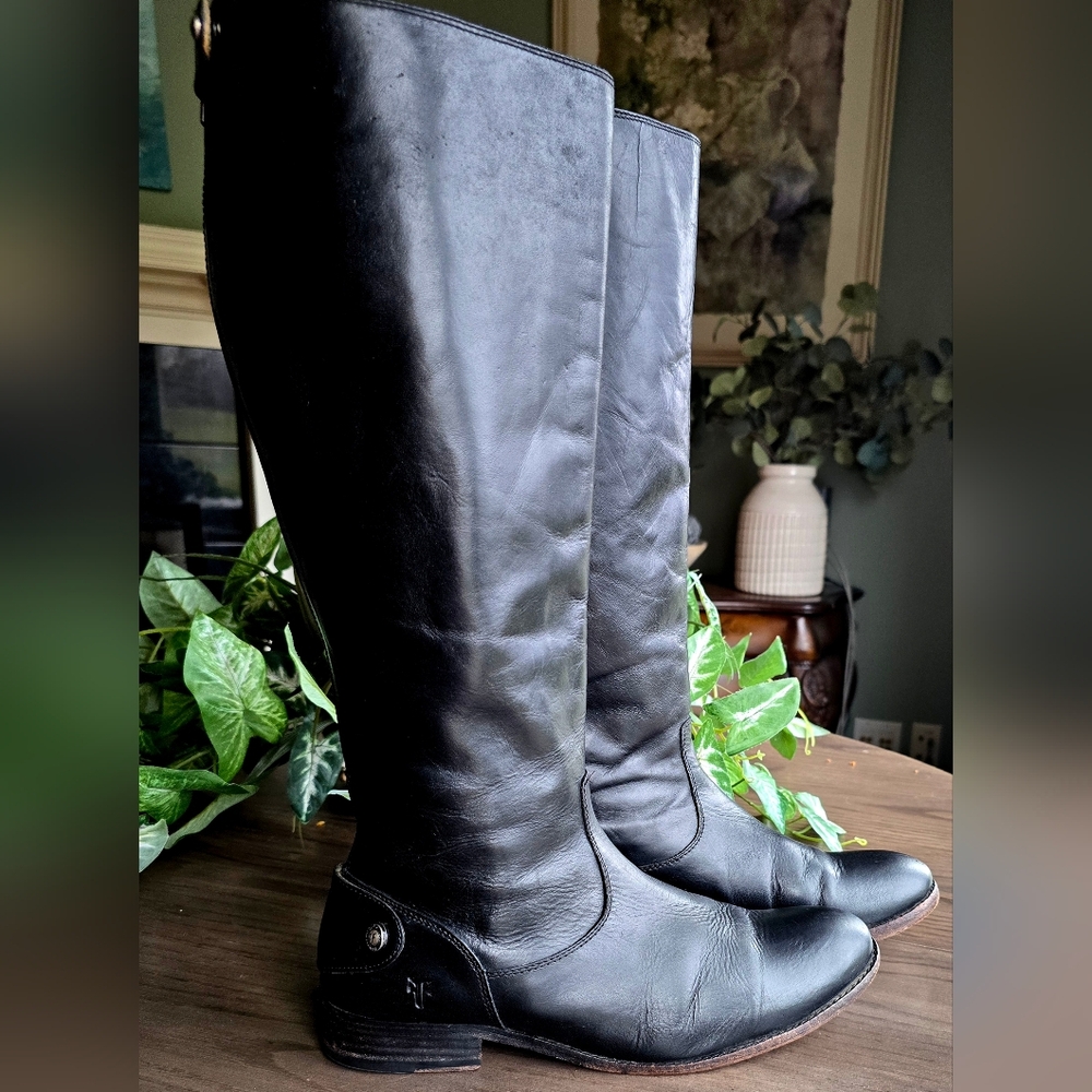 🇺🇲 Frye Melissa Button-Back Zip Tall Boots Size 9.5B